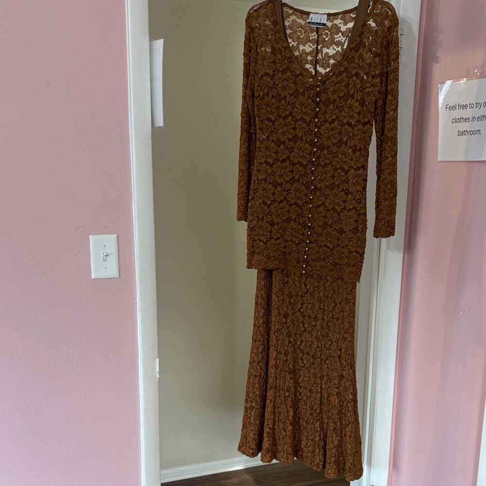 MICHI Brown Lace Wedding Dress
